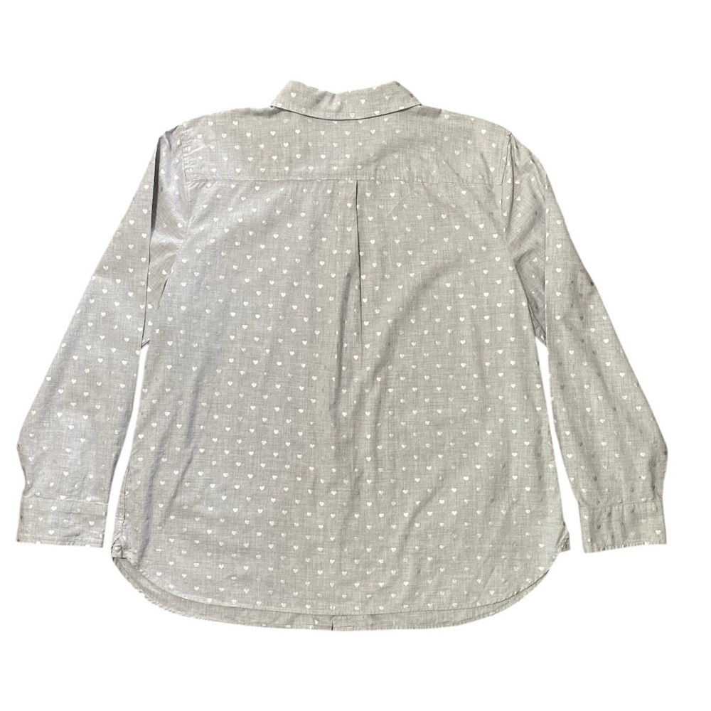 Talbots Gray Silver Heart Print Button Front Shir… - image 4